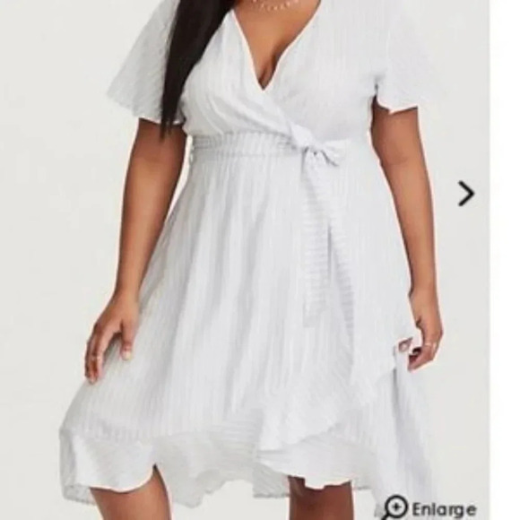 Torrid Blue & White Striped Challis Wrap Dress 00 - Picture 11 of 13